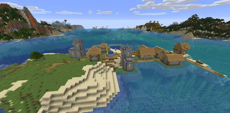 Village On Ocean Shore Seed 1 16 2 1 15 2 1 14 4 1 12 2 Views 532 Wminecraft Net