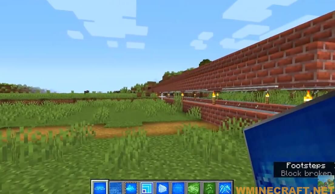 Bridge – A new little multi-use recipe that serves 2 functions. You can either place it against liquid to create a bridge over water/lava/any mod liquid. Alternatively, if you’re not targeting a liquid, or ground block, you can place the bridge in mid air to create skyways. The bridge goes for 50 blocks, and is lit with torches, and has 10 use charges. Lastly, this wonderful little tool also includes the preview function built in (displays a phantom length of 5 blocks so you can see where it starts in relation to where you’re facing).